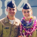 Seniors Dylan Harris and Alexandra Stivers, while stationed in Hawaii with the U.S. Navy. Stivers had just been promoted in a ceremony at Pearl Harbor. The couple moved to Boone from Jacksonville, Florida, to attend Appalachian State University. Photo submitted